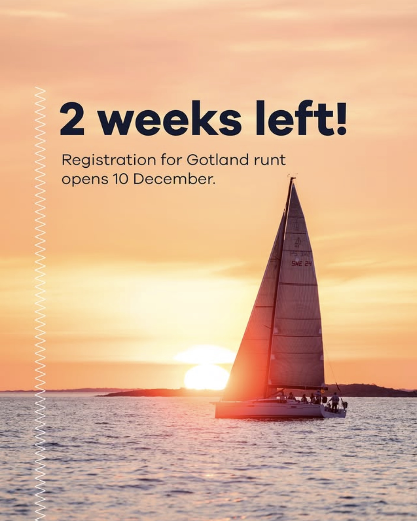 Registration opens on 10 December graphic over a sunset sailboat